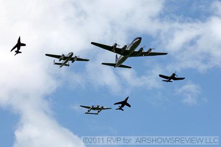 Red Bull's: Douglas DC-6B, Chance Vought F4-4U Corsair, North American B-25J Mitchell, Lockheed P-38L Lightning, two Alpha Jets,